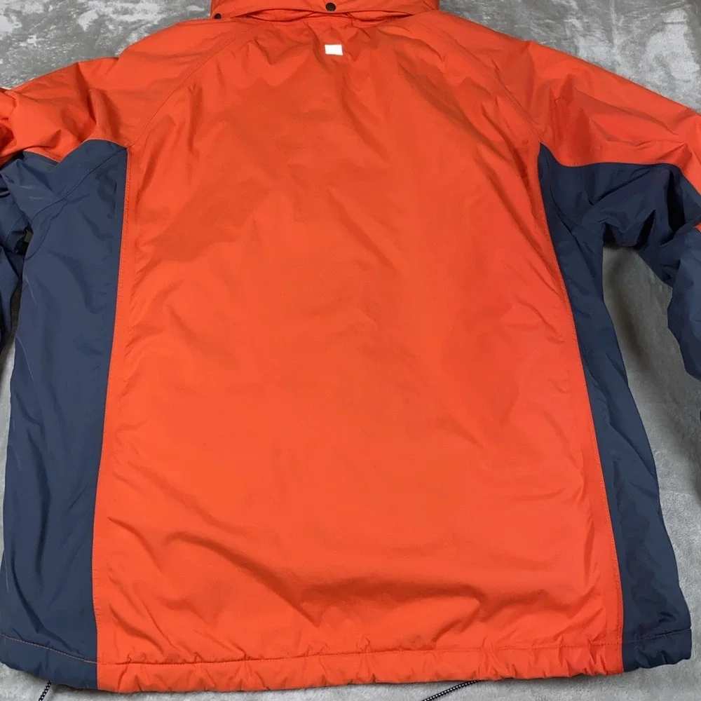 Lands End The Squall Mens XL Orange Blue Water Windproof Quilted  Lined Parka